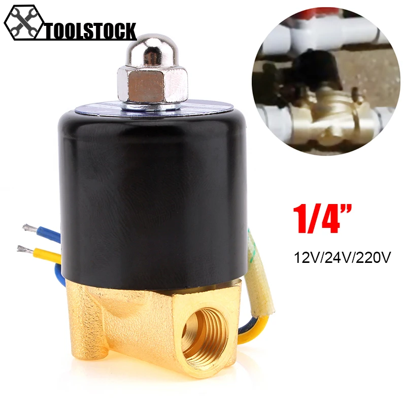 Электромагнитный клапан DC 12V 1/4 ''электрический клапан латунный Соленоидный клапан нормально закрытый клапан для водяного масла воздуха дизельного газа топлива