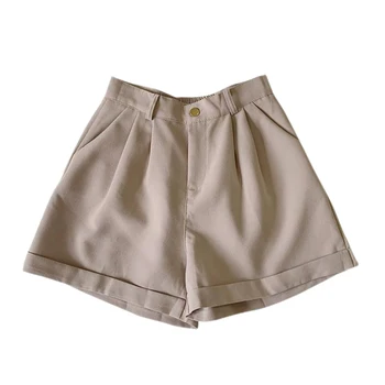 

All-match Solid Color Casual Women Shorts Fashion High Waist Summer Shorts Feminino Korean Ladies Loose Pockets Shorts 2019 New