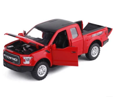 1:32 F150 pick up Truck модель автомобиля из сплава металлические Литые Игрушки транспортные средства оттягиваются мигающий Звук для детей игрушки - Цвет: Красный