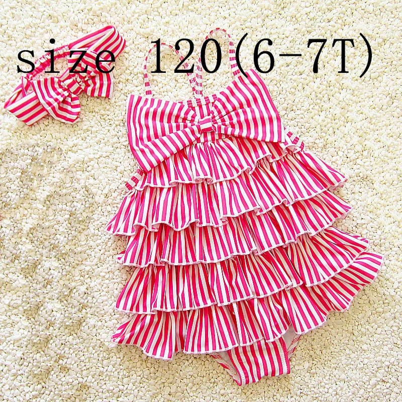 Dollplus/детская одежда для плавания для девочек, цельный модный пляжный купальник в полоску, купальный костюм, детские купальники - Цвет: pink 120