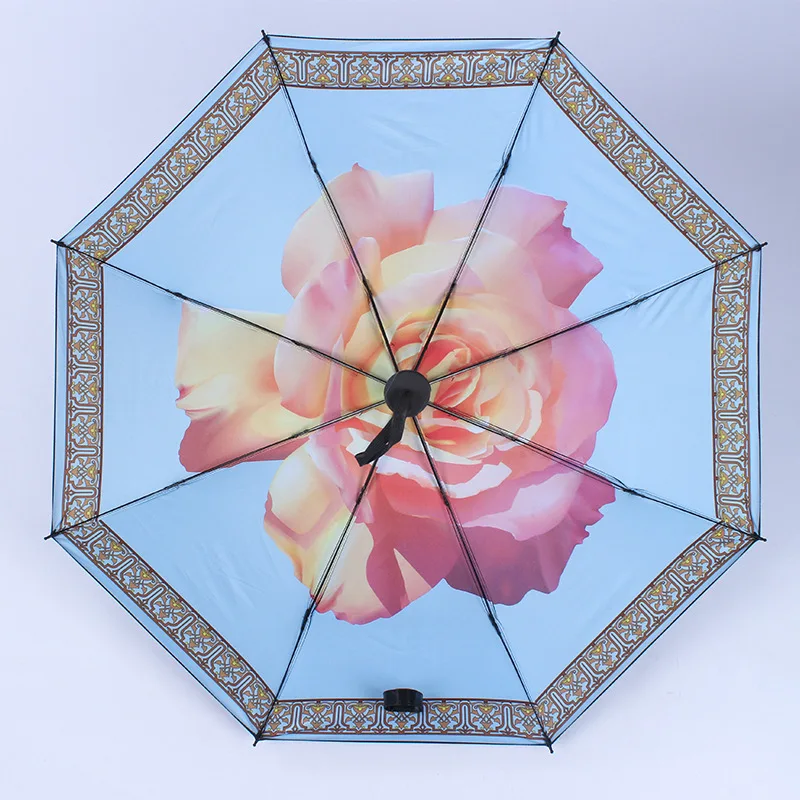 Yesello звездное небо Вселенная зонтик женский водонепроницаемый Солнце Дождь Зонтик красочный цветок панда три складные черные зонты-карандаши