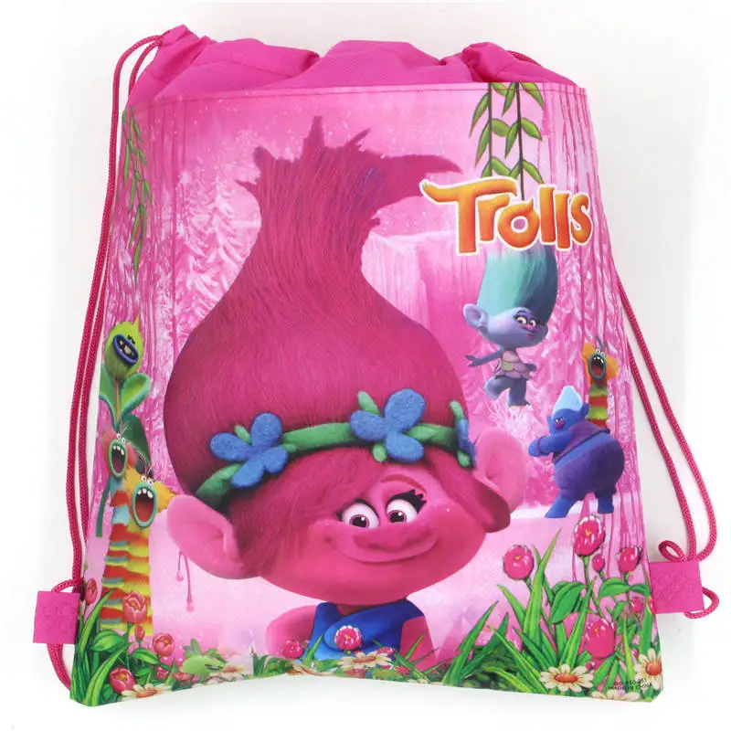 

1Pcs Trolls Theme Boys Favors Birthday Party Non-Woven Fabric Backpack Drawstring Bags Kids Decoration Supplies Gift Bag