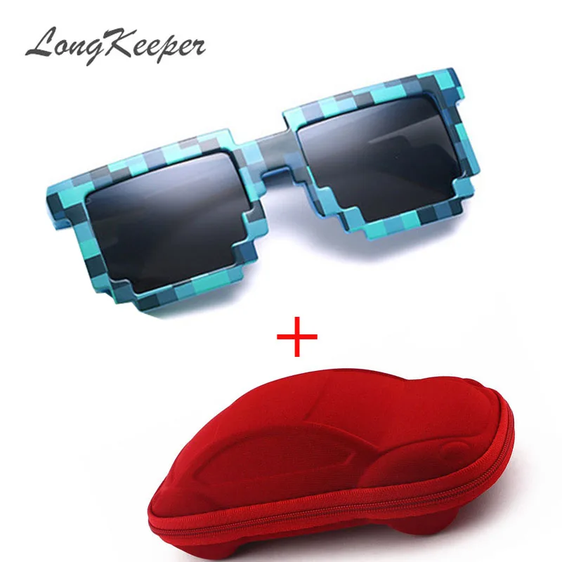 

LongKeeper Kids Sunglasses Mosaics 4-13 Years Square Children Sun Glasses Boys Girls Pixel Eyewares Christmas Birthday Gift