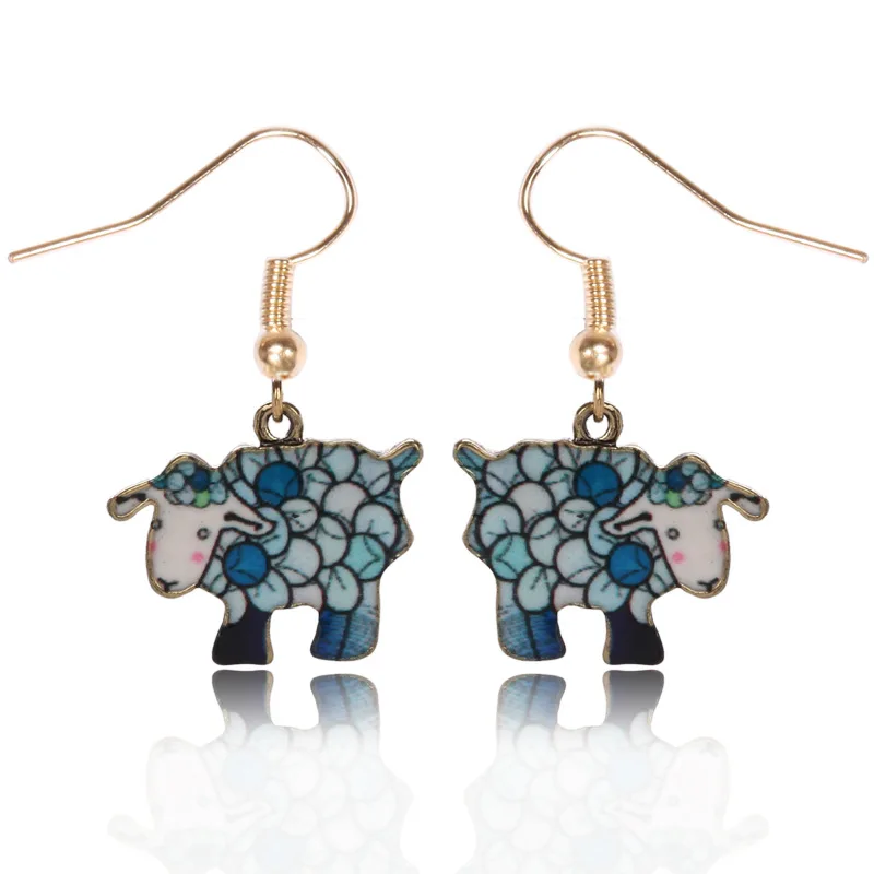 Новые эмалированные серьги гвоздики в виде звёзд овец|animal earrings|stud earringsstud earrings gold |