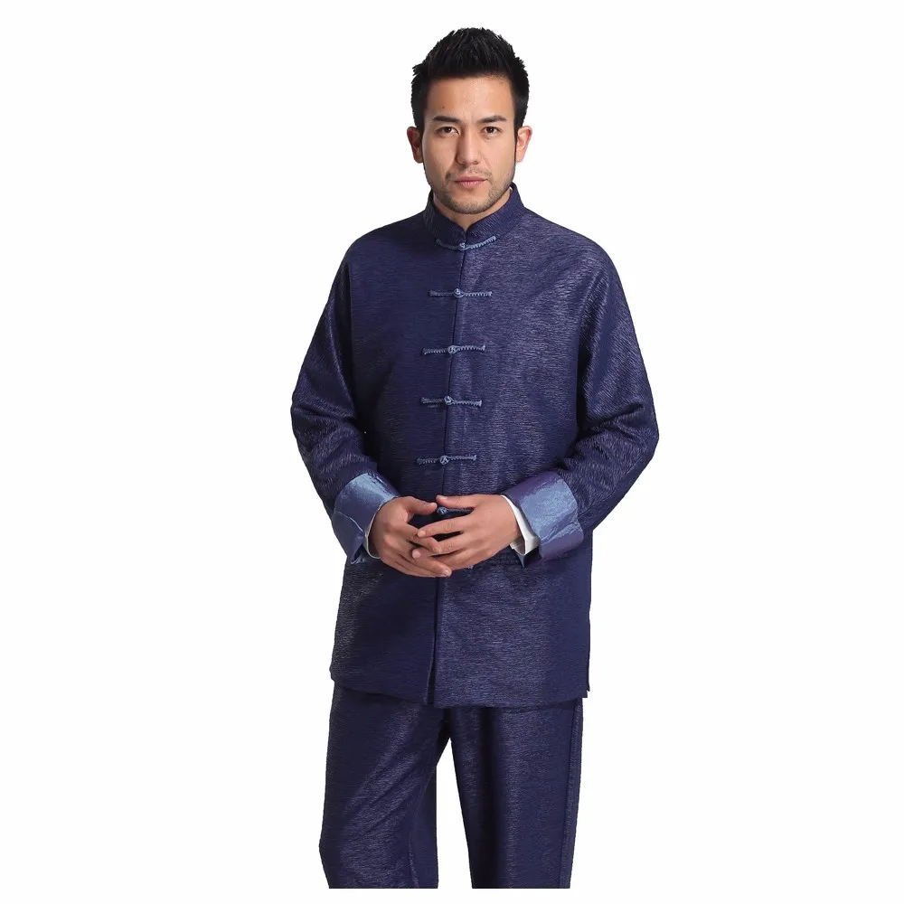 Высокое качество китайский стиль осень зима Кунг Фу куртка Тан рубашка с длинным рукавом Jushi Топ для мужчин