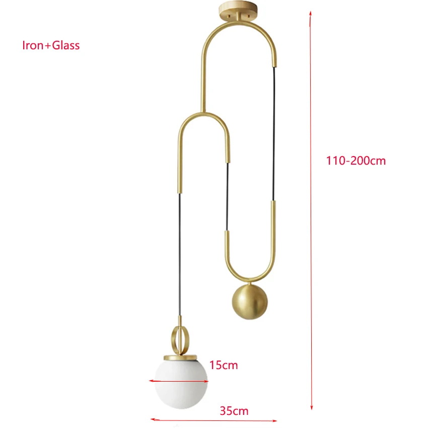 Скандинавский Золотой подвесной светильник, современный белый стеклянный шар, регулируемая Подвесная лампа для столовой, спальни, кухни, дома, подвесные светильники