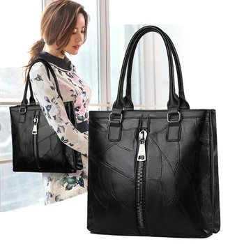 

european style genuine leather woman handbag autumn winter zipper big capacity crossbody shoulder bags for women