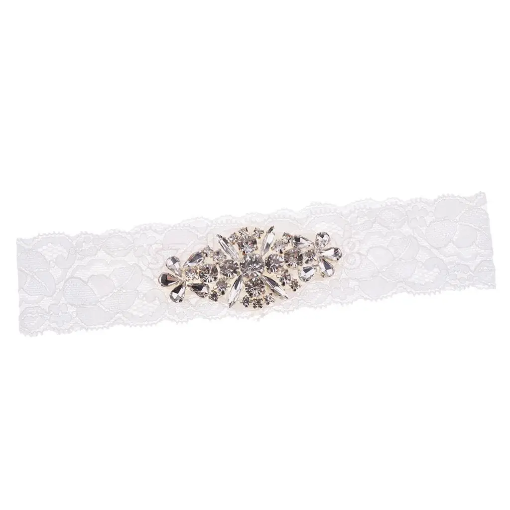 Elegant Crystal Diamante Wedding Bride Lace Garter Hen Stag Night Bachelorette Party Fancy Dress Gift