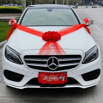 

Round Wedding car decorations artificial flowers set wedding party silk flowers car bouquet wedding home decoration supplies