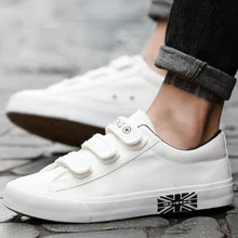 Парусиновая обувь на липучке, дизайнерские брендовые кроссовки для студентов, массажная Нескользящая модная Вулканизированная обувь для мужчин, новинка года