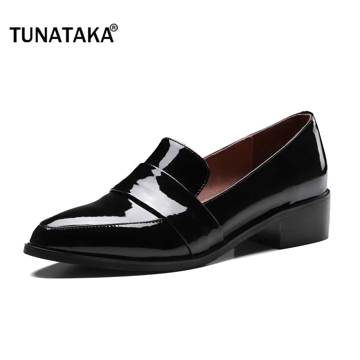 Comfort Square Heel Pointed Toe Woman Genuine Leather Pumps Fashion Slip On Dress High Heel Shoes Woman Black Wine Red Comfort Square Heel Pointed Toe Woman Genuine Leather Pumps Fashion Slip On Dress High Heel Shoes Woman Black Wine Red