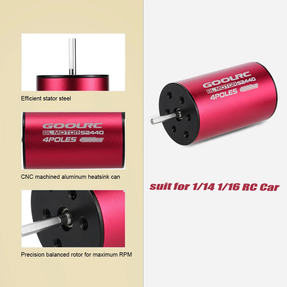 Оригинальный бесщеточный двигатель GoolRC S2440 4000KV и ESC Набор для 1/14 1/16 RC Car Truck|Детали