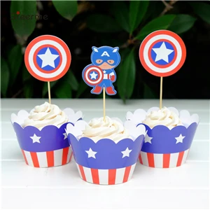 Капитан Америка Мстители День рождения украшение шар гирлянда кисточка детский душ фон детский конфеты бар фон - Цвет: Wrapper 12set