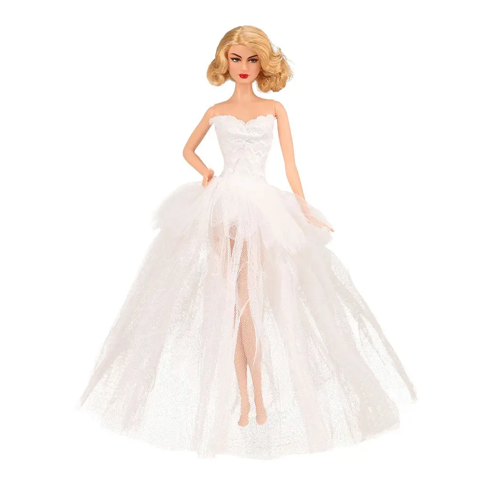 

Newest Fashion Handmade Doll Accessories Long Tail Evening Party Wedding Lace Ballet Dress Clothes For Barbie Doll Dressing Cute