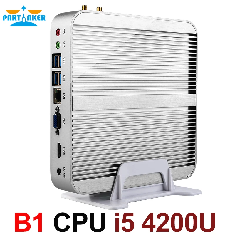 Безвентиляторный Barebone i5 мини ПК Win10 3 года гарантии Nuc компьютер Intel Core 4200U 4K HTPC ТВ