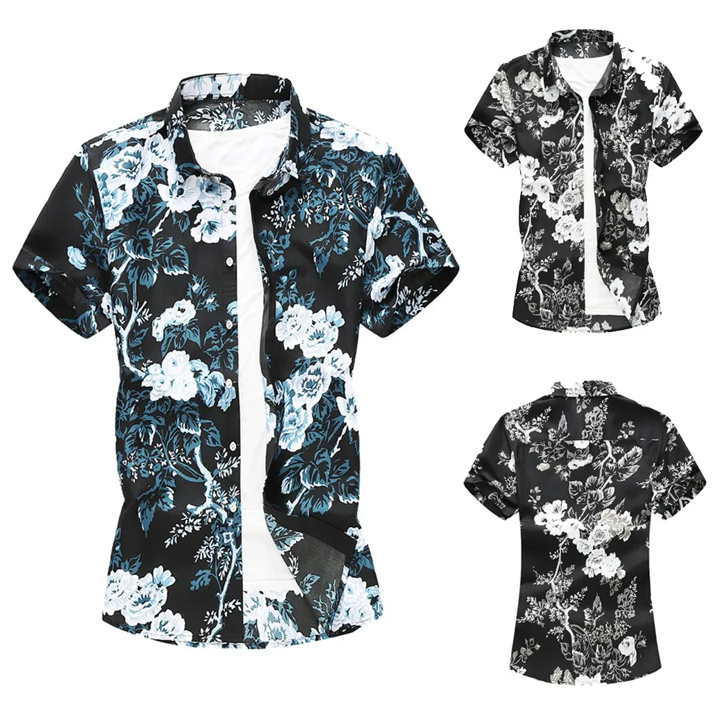 Summer Short sleeve Men Shirt 2019 New Fashion Printed Button Short Sleeve Hawaiian Casual Tops For Male Blouse 4.12