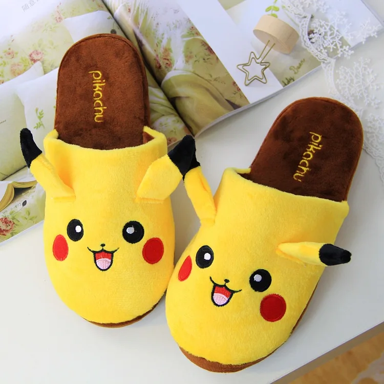 Тапочки Pokemon Pikachu baotou; пижамы унисекс для отдыха; обувь для костюмированной вечеринки; домашние теплые зимние тапочки с героями мультфильмов для пар - Цвет: Shoes