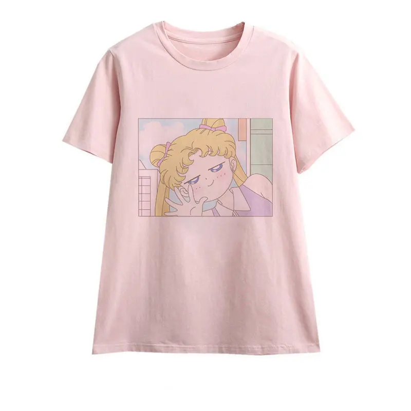 Лето Новое поступление милая женская футболка с принтом аниме Сейлор Мун японская одежда Harajuku Kawaii женская футболка модные топы - Цвет: 2259