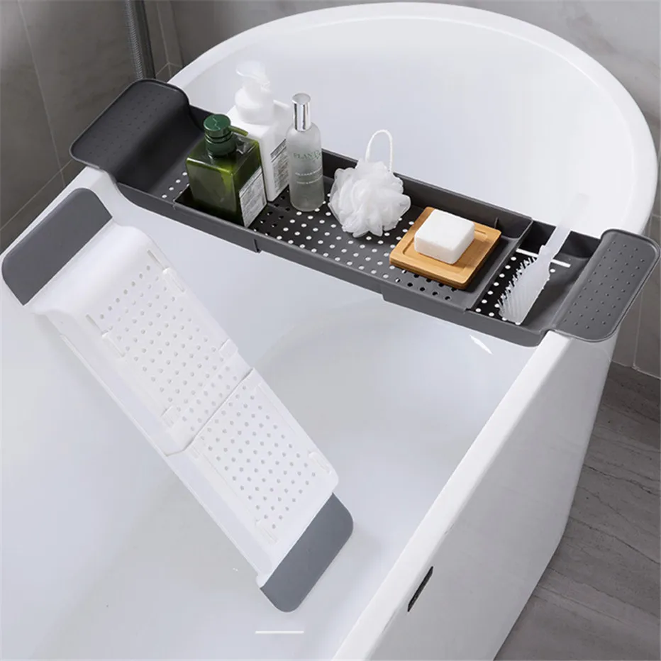 Bathtub Storage Rack Bath Tray Shelf Bathroom Tools Makeup Organizer Shower Tub Plastic Kitchen Sink Drain Holder4