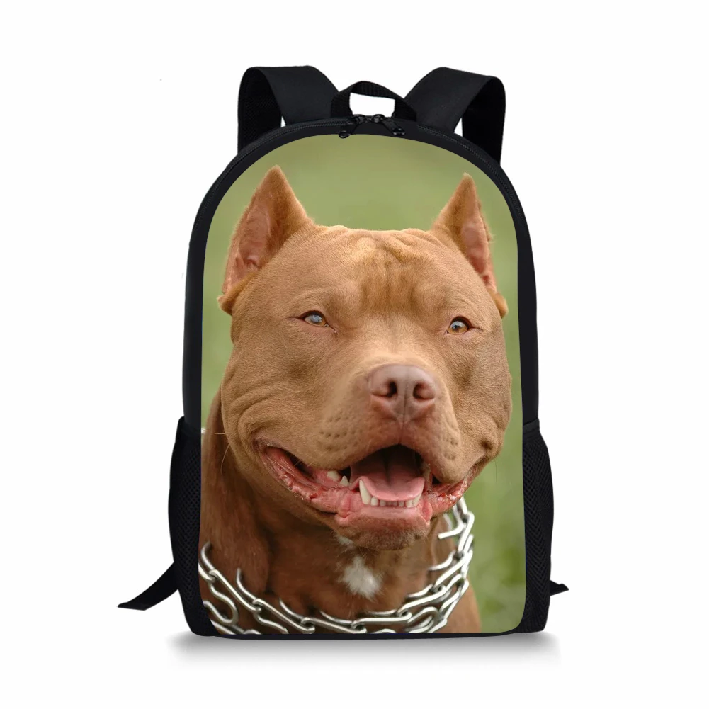 

ELVISWORDS School Bags For Kids Girl Boys Pitbull Bull Dogs Print School Backpack Mochila Escolar Travel Satchels Child Bookbag