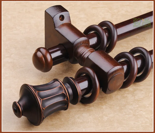 New arrival Luxury 30mm diameter wood double curtain rods 100cm length