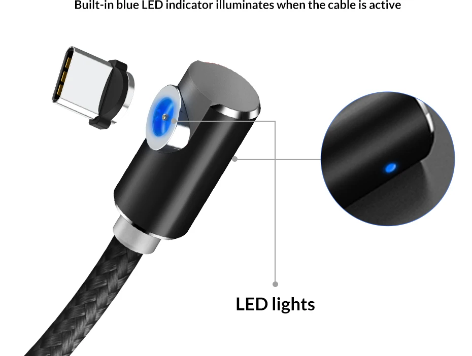 TOPK Магнитный usb-кабель l-типа для iPhone, зарядное устройство Micro USB type C для samsung Galaxy S9 S8 Plus Note Usb C, зарядный кабель