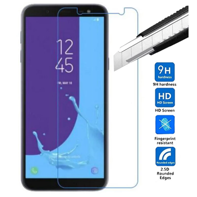 9H для экрана из закаленного стекла Samsung Galaxy J6 2018 Защитная пленка с уровнем