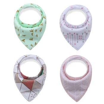 

4pcs/lot Baby Bibs ins burp saliva towel cartoon Children cloths triangle cotton Boy and Girl bib baby accessories