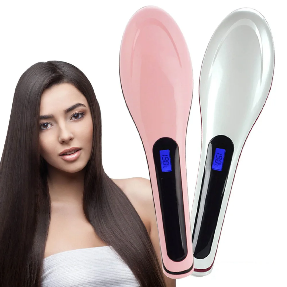 110 240V Original Escova Alisadora Fast Electric Smooth Brush Ceramic Hair Straightener Comb Flat Iron With