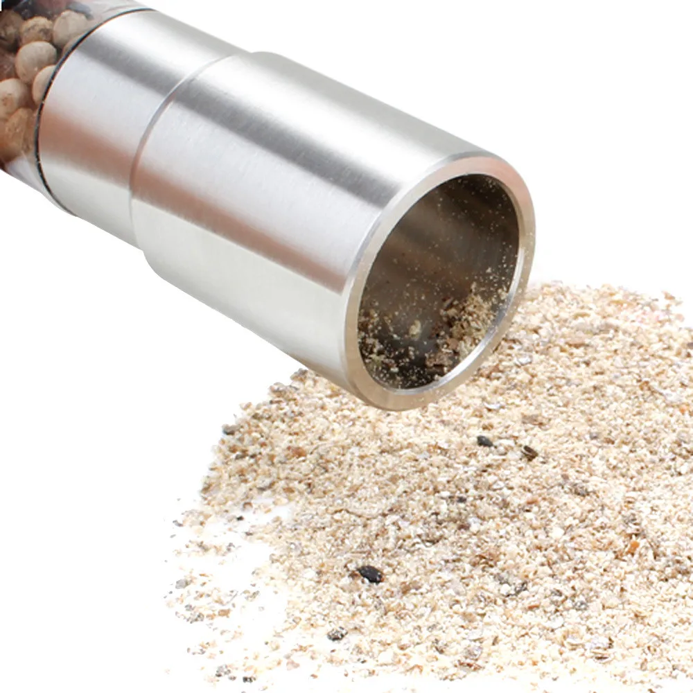 

Kitchen Manual Salt Pepper Mill Thumb Push Stainless Steel Spice Grain Muller Portable Household Seasoning Pepper Grinder