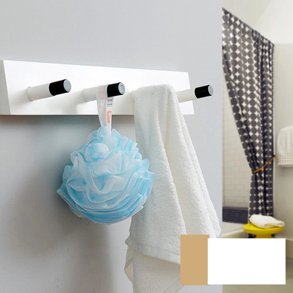Bamboo Wooden Board Wall Mounted Hanger Hooks Clothes Hat Coat Scarves Storage Rail Rack Organizer