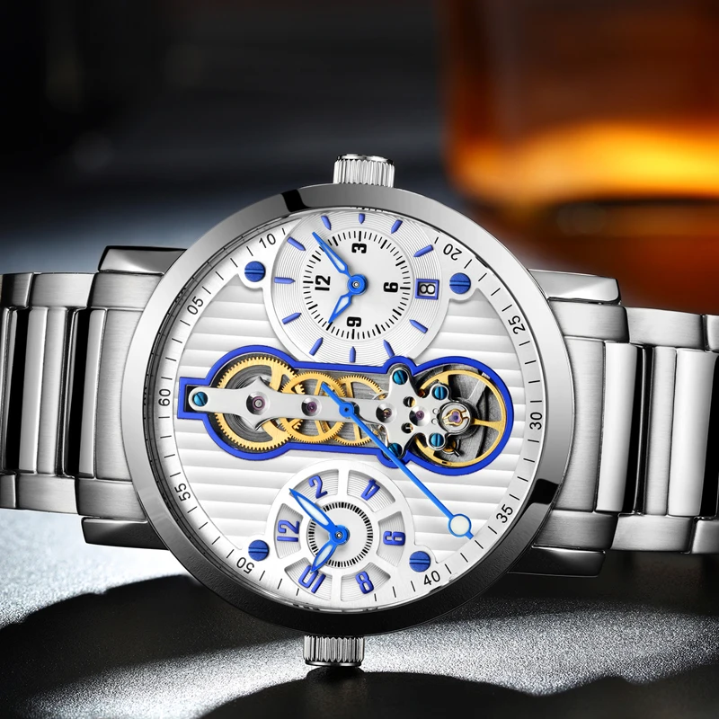 GUANQIN Tourbillon, новинка, Автоматический Скелет, Relogio Masculino, спортивные мужские часы, водонепроницаемые, дайвер, деловые часы, 16103 A