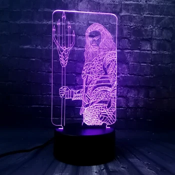 

Hot DC Movie Superhero Aquaman 3D Lava Room Decoration LED 7 Color Change Mini USB Night light Fans Boy Birthday Fans Fun Gift