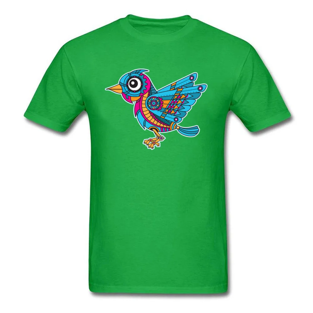 Mechanical Bird T Shirt Slim Fit Short Sleeve On Sale Crew Neck 100% Cotton Tees Europe Tops & Tees for Men Summer/Fall Mechanical Bird green