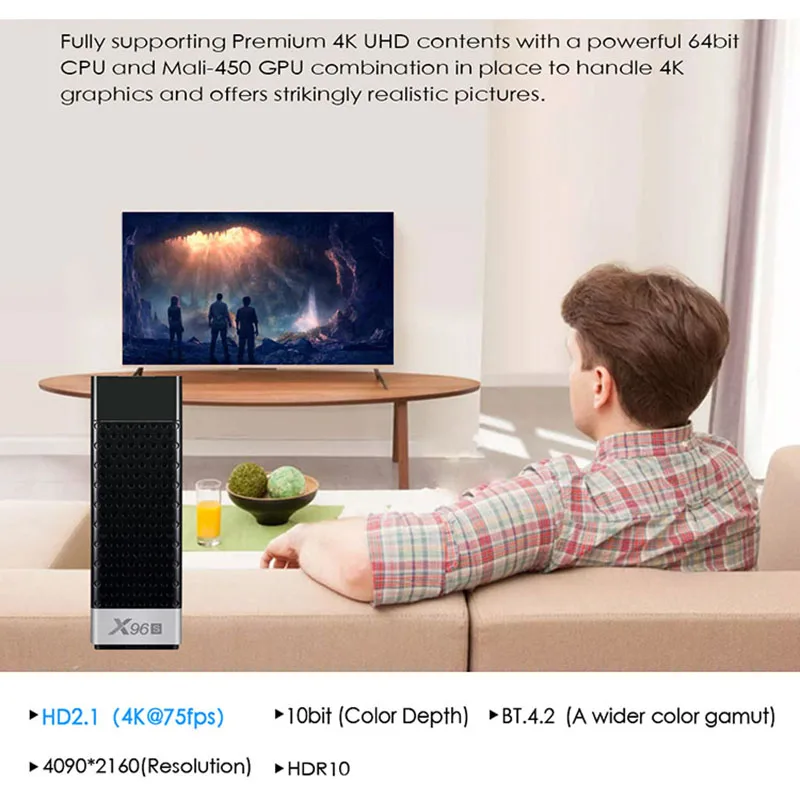  X96S Mini PC Amlogic S905Y2 Quad Core Android 8.1 TV Dongle 4GB 32GB 2.4G/5.G WiFi Optional BT4.0 1