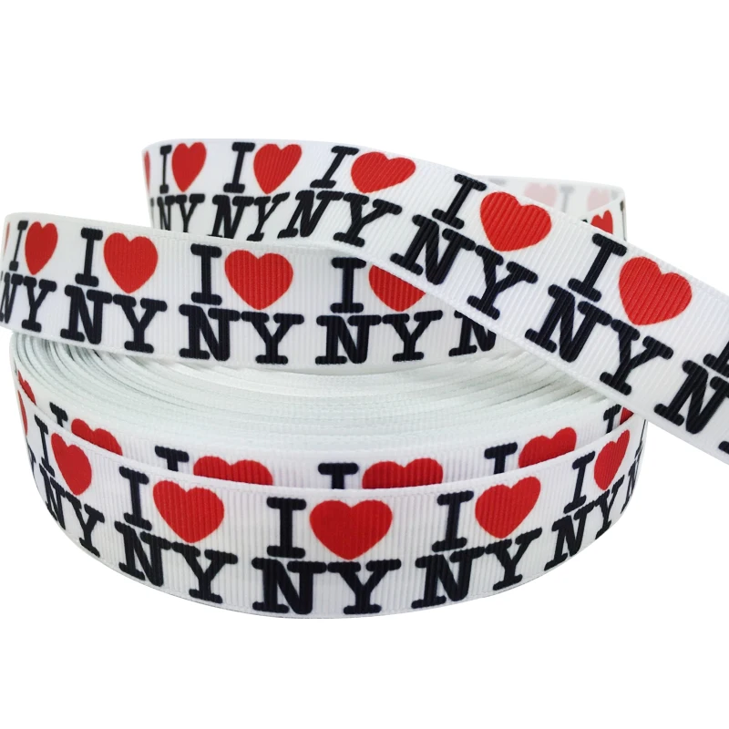 Лента Grosgrain I love NY напечатанная тесьма 7/8 ''дюймов 22 мм ручной работы ошейники для собак аксессуары для шитья Cintas