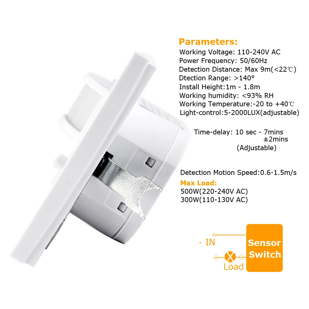 AC 110V 220V PIR Infrared Motion Sensor Wall Mounted Sensor Motion Light Switch ONOFF Automatic Recessed For LED Lamp Bulbs (3)