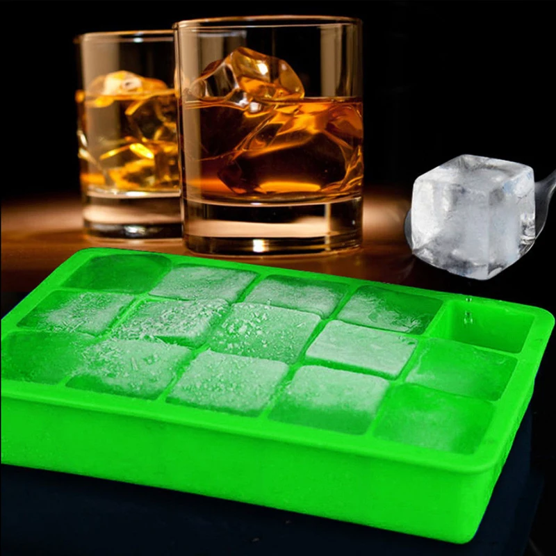 

Fashion Silicone Square Ice Cube Mould Maker DIY Mold Cube 3x3x3CM 15 Grids Giant Tray For Kitchen Bar Drinking Accessories