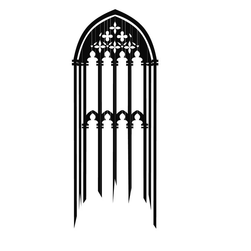 

Most Popular Gothic Window Wall Sticker Vinyl Removable Candles Decorative Wall Decal For Living Room