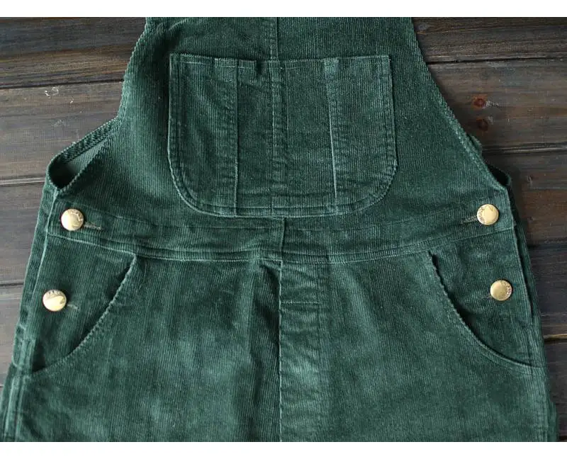 Mferlier, зимние женские вельветовые брюки с регулируемым ремнем, карманами и кнопками, комбинезоны, новинка, свободные винтажные теплые зеленые женские штаны