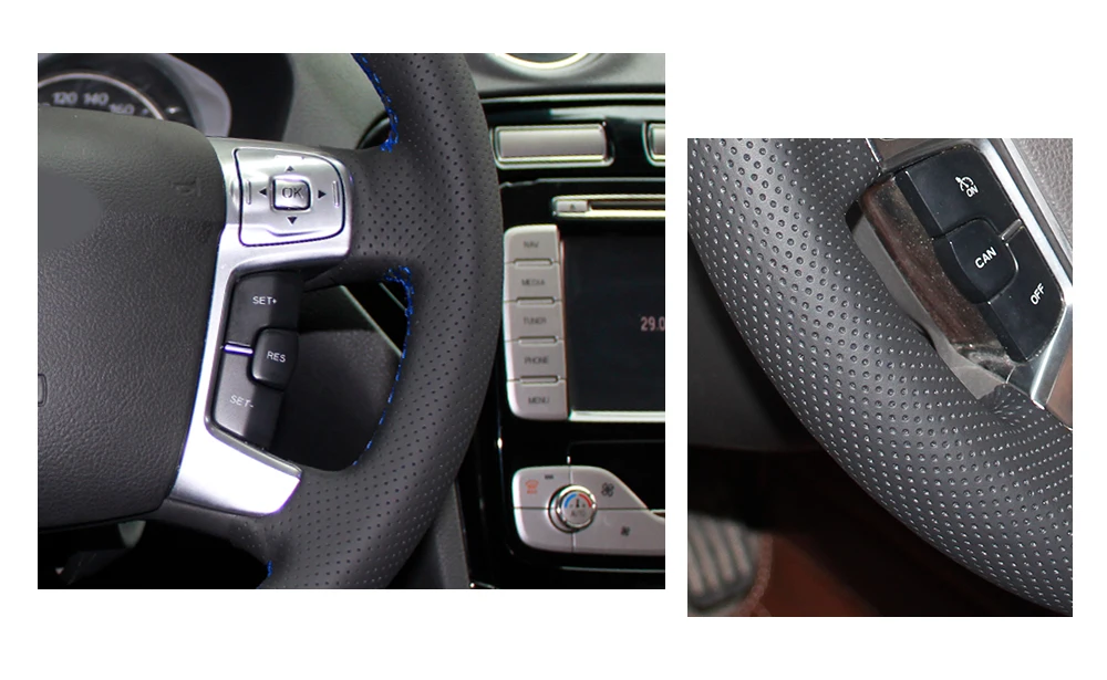 Ручная работа черный PU искусственная кожа рулевое колесо Крышка для Ford Mondeo Mk4 2007-2012 S-Max 2008