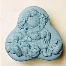 Ребенок с медведем мыло пресс-формы кремния