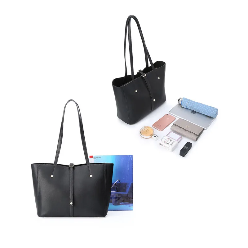 Fashion New women leather handbags simple and leisure luxury handbag women bags designer belt decoration luggage tag