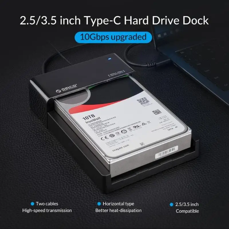 Док-станция ORICO 6518C3-G2 для жесткого диска 2," 3,5" type-C HDD/SSD поддержка 12 ТБ установка на открытом воздухе для маршрутизатора PC tv