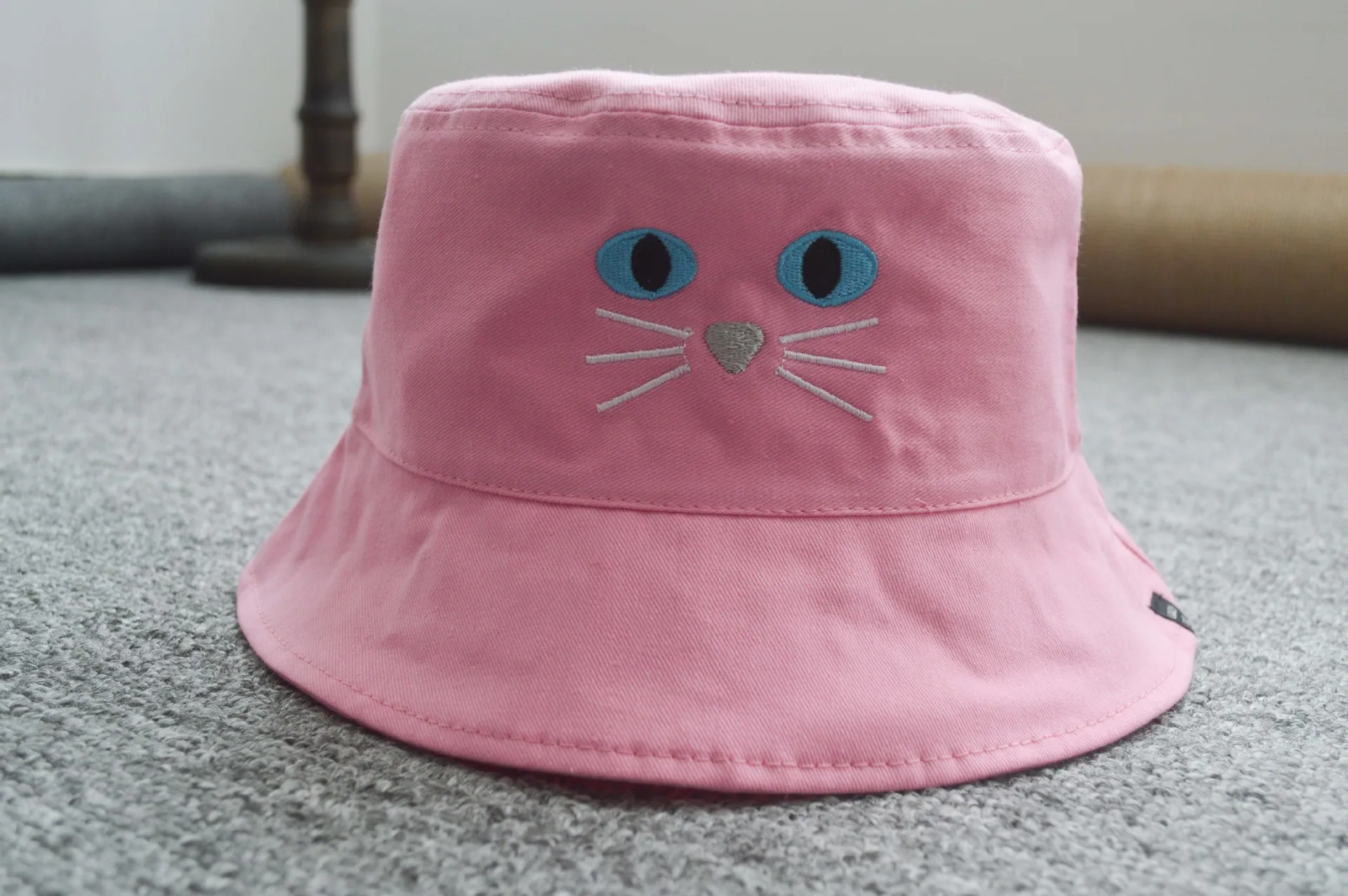 Женские шляпы-ведерки с вышитыми буквами из мультфильма I 'M A CAT, милые розовые хлопковые, высокое качество, весна-лето, Повседневная мода Harajuku