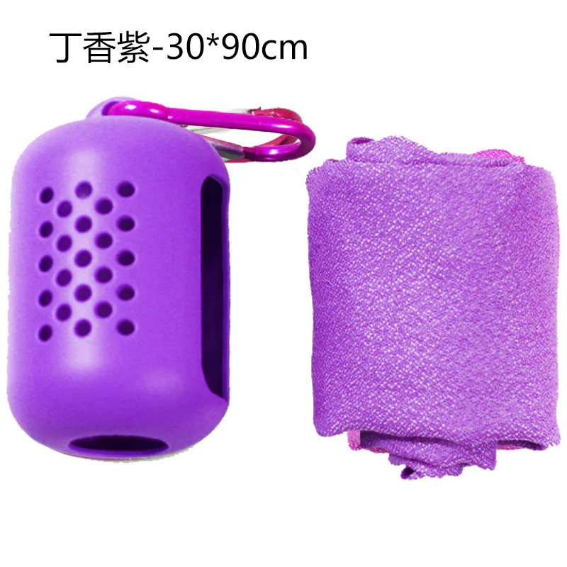 Purple 30x90cm Летнее спортивное полотенце с холодным ощущением пот лед для охлаждения Полотенце Для Бега Йога на открытом воздухе путешествия тренажерный зал полотенце сплошной цвет 5 цветов - Цвет: Purple 30x90cm