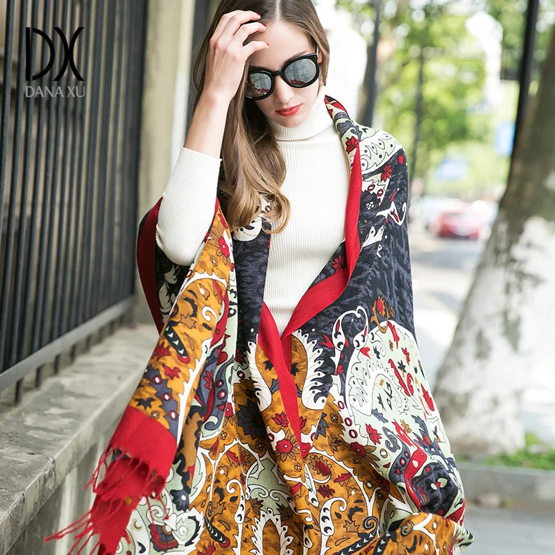 Billig 2019 neue Winter Frauen Schal Luxus Marke 100% Reiner Wolle Große Größe Bandana Cape Hijab Decke Schals und Wraps Kaschmir pashmina
