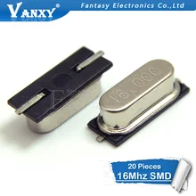 20 штук smd HC-49S 16,000 МГц 16 МГц HC49S 16M 20ppm 20pF Кварцевый резонатор с украшением в виде кристаллов