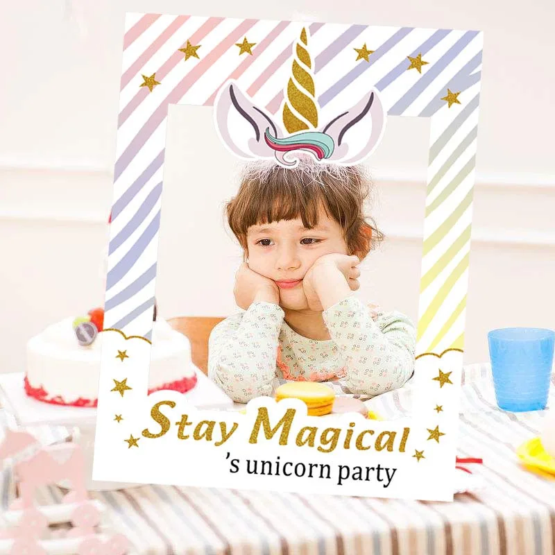 

WEIGAO Birthday Party Photobooth Props Inflatable Photo Frame For Kids Birthday Party Unicorn Photo Booth Props Party Supplies