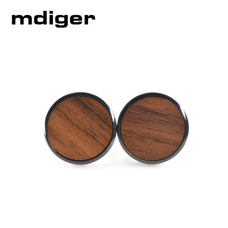 Mdiger трендовые круглые запонки с деревянными элементами для мужской рубашки
